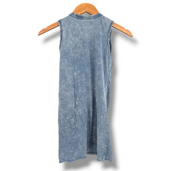 Art Class Girls Lattice V Neck Detail Sleeveless Acid Wash Dress Blue Size Small - Picture 2 of 5